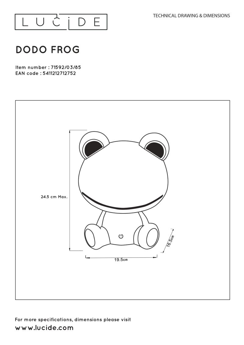 DODO Frog - Stolová lampa - LED3W H30cm - zelená